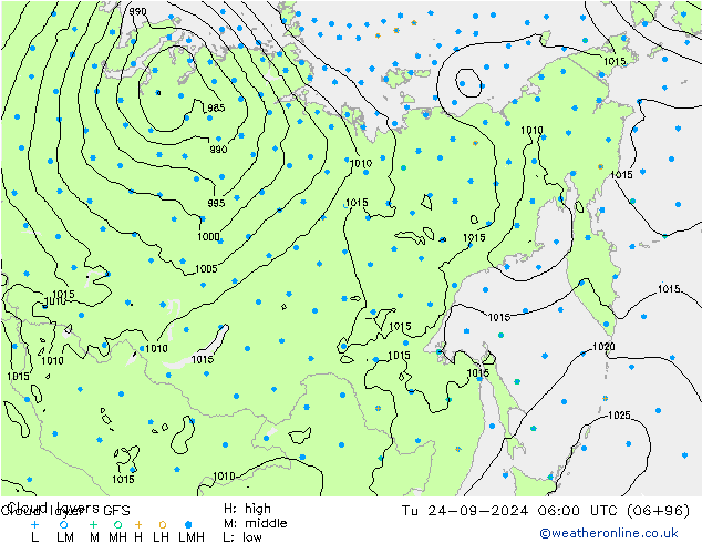 Cloud layer GFS Tu 24.09.2024 06 UTC