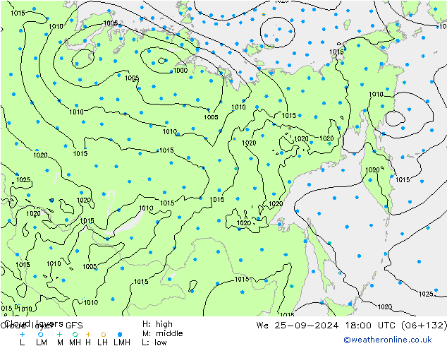 Cloud layer GFS  25.09.2024 18 UTC