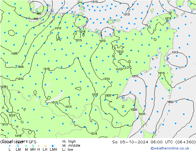 Cloud layer GFS Sa 05.10.2024 06 UTC