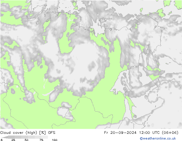 Cloud cover (high) GFS Fr 20.09.2024 12 UTC