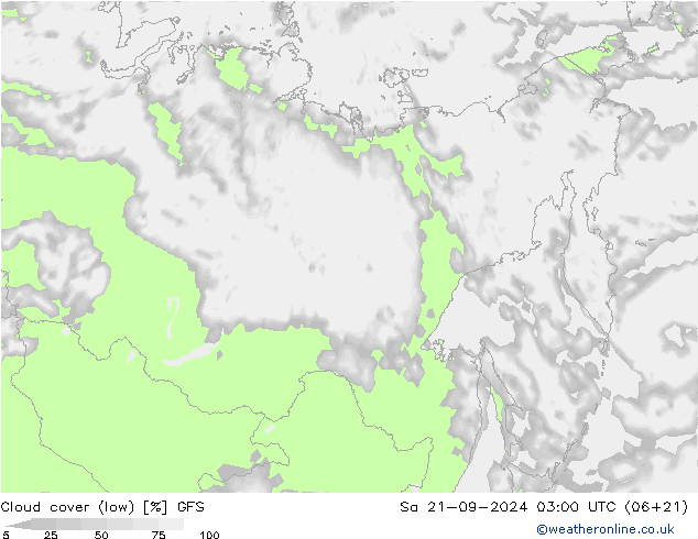 Nubes bajas GFS sáb 21.09.2024 03 UTC