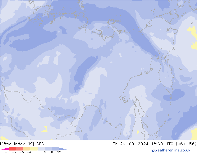 Lifted Index GFS чт 26.09.2024 18 UTC