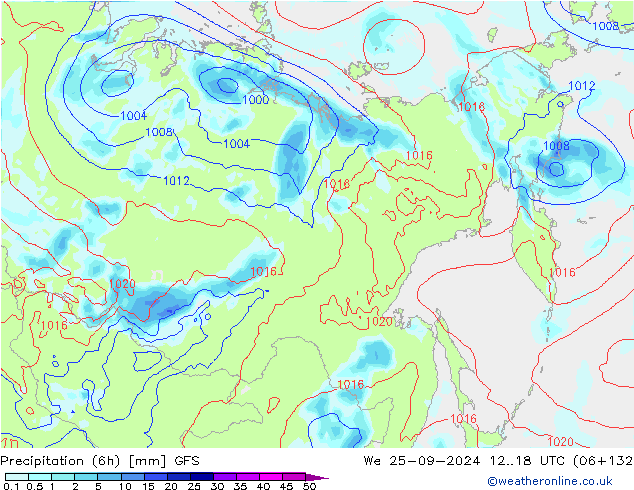 Nied. akkumuliert (6Std) GFS Mi 25.09.2024 18 UTC