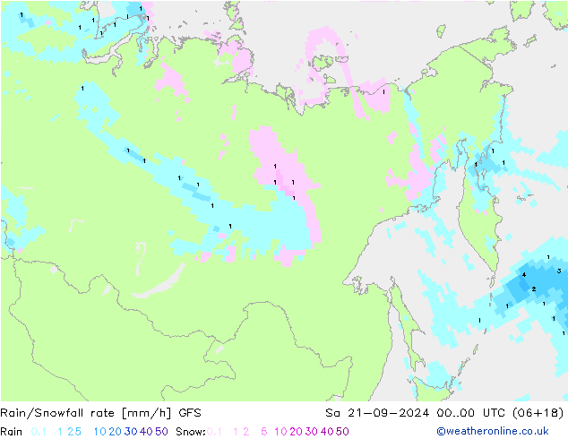 Regen/Sneeuwval GFS za 21.09.2024 00 UTC