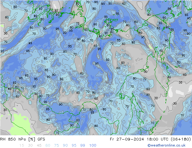 RH 850 hPa GFS Fr 27.09.2024 18 UTC