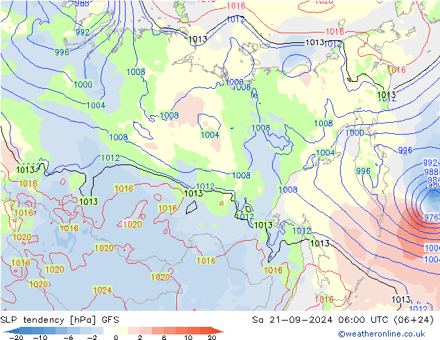 Druktendens (+/-) GFS za 21.09.2024 06 UTC