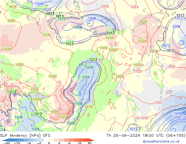 SLP tendency GFS Th 26.09.2024 18 UTC