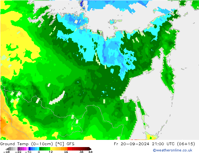 Temperatur 0-10 cm GFS Fr 20.09.2024 21 UTC