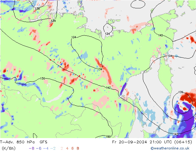 T-Adv. 850 hPa GFS Fr 20.09.2024 21 UTC