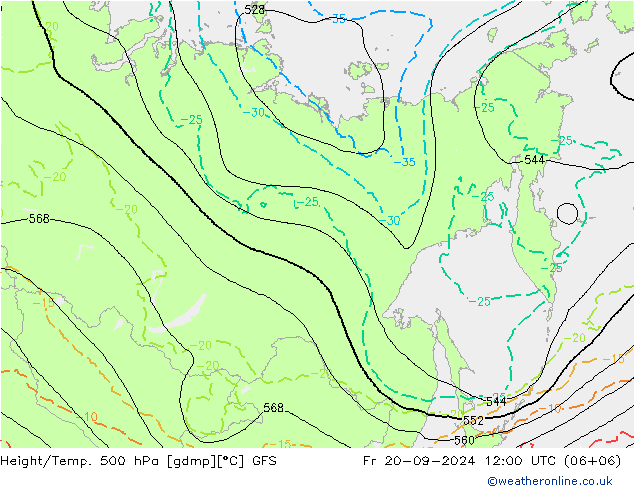 Z500/Rain (+SLP)/Z850 GFS Pá 20.09.2024 12 UTC