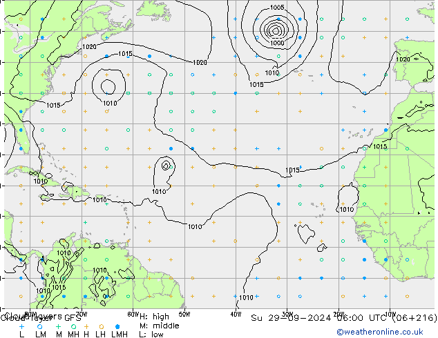 Chmura warstwa GFS nie. 29.09.2024 06 UTC