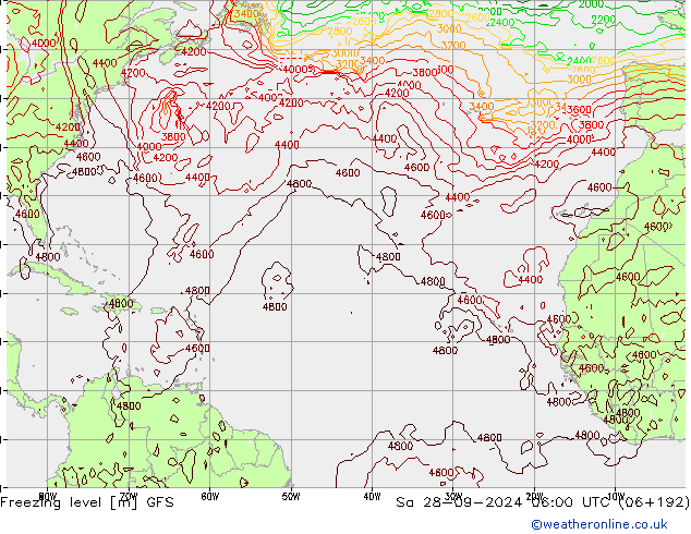 Freezing level GFS Sa 28.09.2024 06 UTC