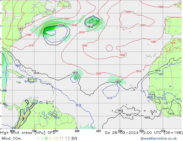 High wind areas GFS Sa 28.09.2024 12 UTC