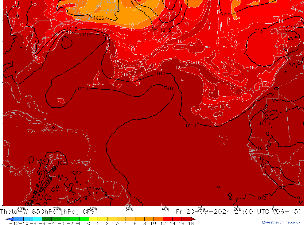 Theta-W 850hPa GFS Fr 20.09.2024 21 UTC