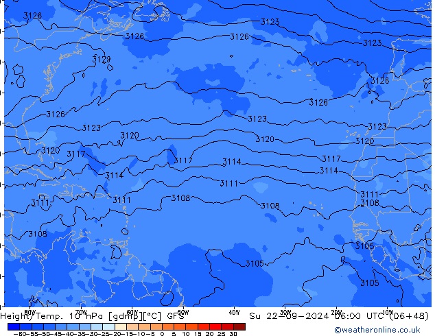 Géop./Temp. 10 hPa GFS dim 22.09.2024 06 UTC