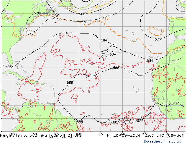 Z500/Rain (+SLP)/Z850 GFS ven 20.09.2024 12 UTC