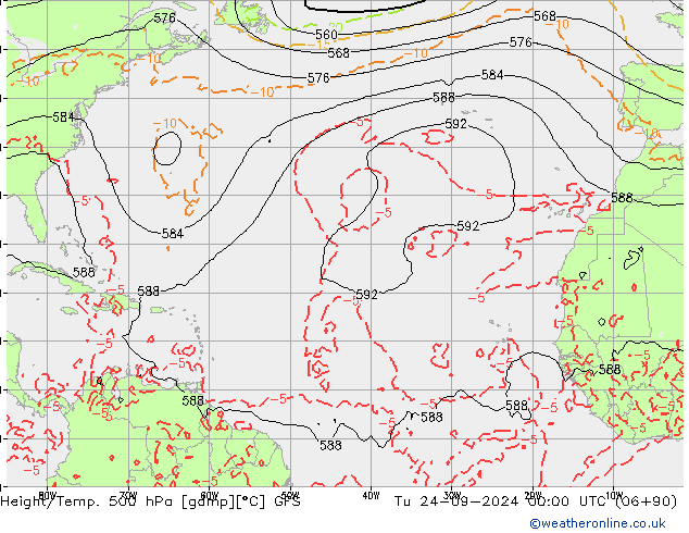 Height/Temp. 500 hPa GFS Tu 24.09.2024 00 UTC