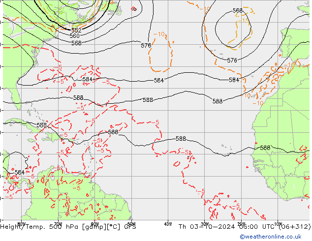 Z500/Rain (+SLP)/Z850 GFS Th 03.10.2024 06 UTC