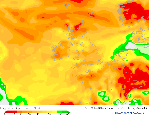 Fog Stability Index GFS Sa 21.09.2024 06 UTC