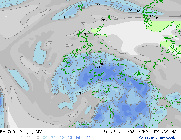 700 hPa Nispi Nem GFS Paz 22.09.2024 03 UTC