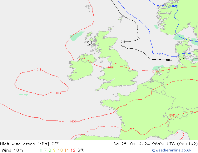 yüksek rüzgarlı alanlar GFS Cts 28.09.2024 06 UTC