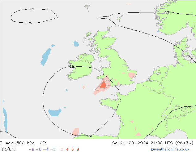 T-Adv. 500 hPa GFS So 21.09.2024 21 UTC