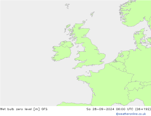 Wet bulb zero level GFS So 28.09.2024 06 UTC