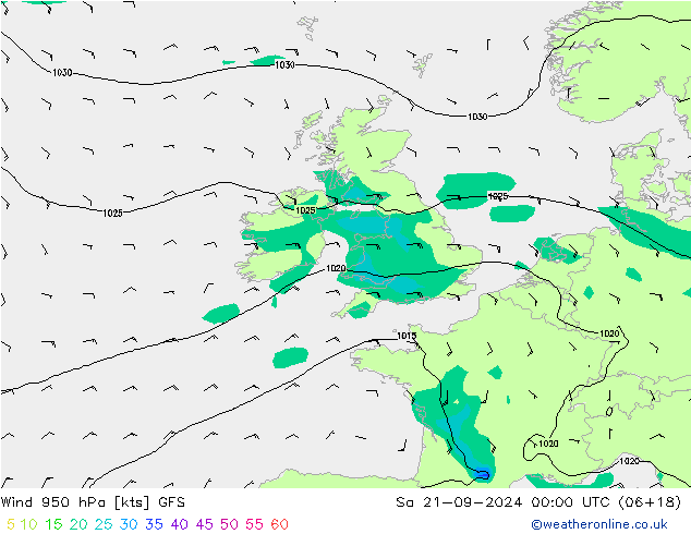 Wind 950 hPa GFS So 21.09.2024 00 UTC