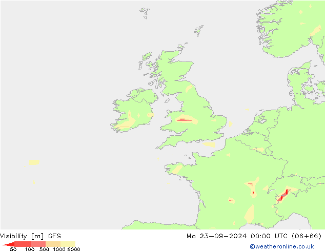 Visibility GFS Mo 23.09.2024 00 UTC