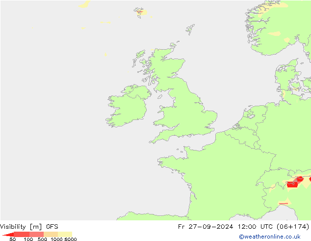 Visibility GFS Fr 27.09.2024 12 UTC