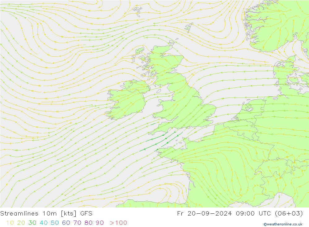 Linha de corrente 10m GFS Sex 20.09.2024 09 UTC