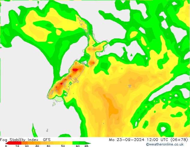 Fog Stability Index GFS pon. 23.09.2024 12 UTC