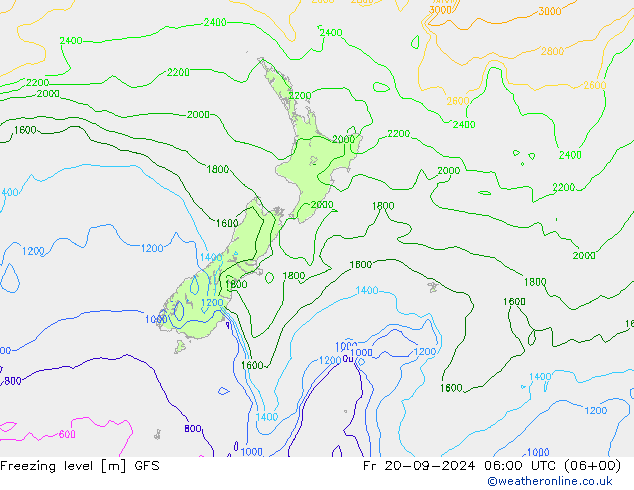 Freezing level GFS Pá 20.09.2024 06 UTC