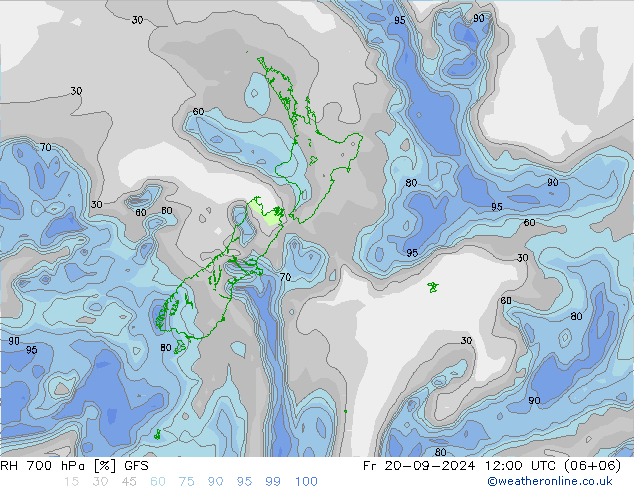 RH 700 hPa GFS  20.09.2024 12 UTC