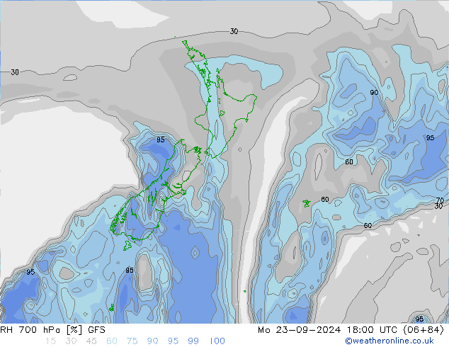 RH 700 hPa GFS  23.09.2024 18 UTC