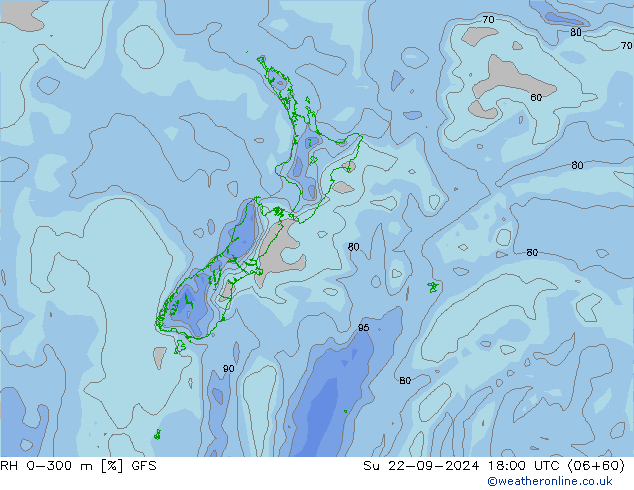 RH 0-300 m GFS September 2024