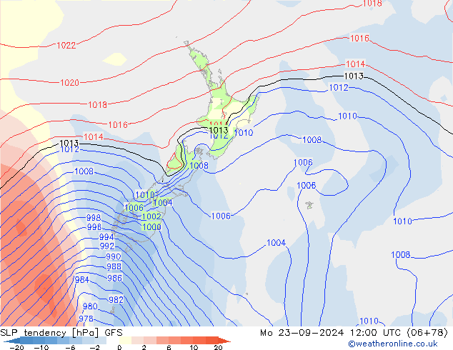 Tendenza di Pressione GFS lun 23.09.2024 12 UTC