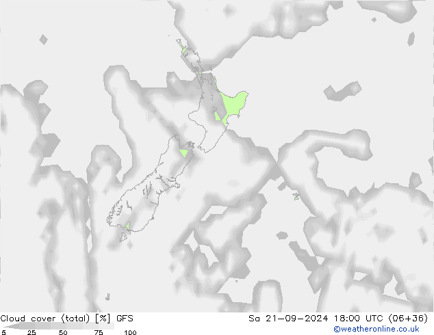 Nubes (total) GFS sáb 21.09.2024 18 UTC