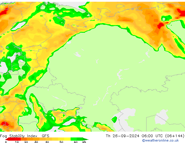 Fog Stability Index GFS jue 26.09.2024 06 UTC