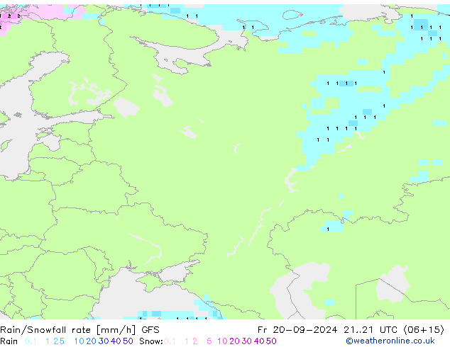 Rain/Snowfall rate GFS Sex 20.09.2024 21 UTC