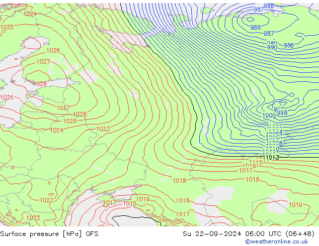 Bodendruck GFS So 22.09.2024 06 UTC