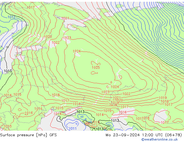 приземное давление GFS пн 23.09.2024 12 UTC