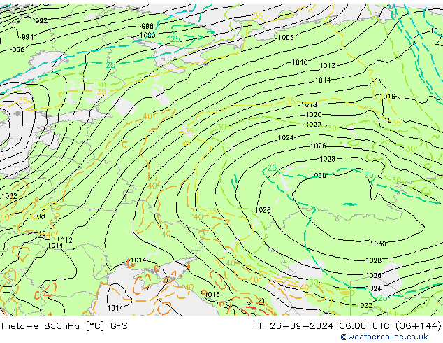 Theta-e 850hPa GFS Per 26.09.2024 06 UTC