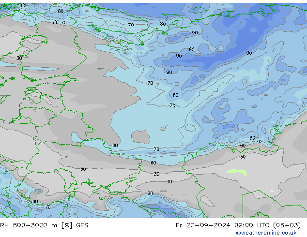 RH 600-3000 m GFS wrzesień 2024