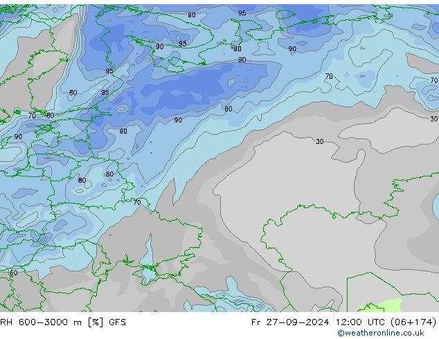 RH 600-3000 m GFS Sex 27.09.2024 12 UTC