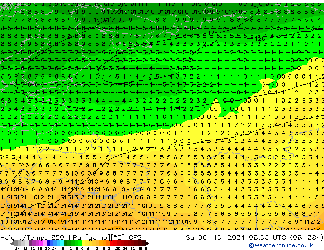 Z500/Rain (+SLP)/Z850 GFS So 06.10.2024 06 UTC