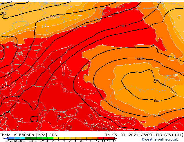 Theta-W 850hPa GFS Th 26.09.2024 06 UTC