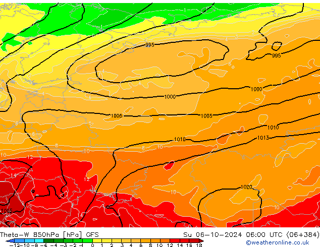 Theta-W 850hPa GFS Dom 06.10.2024 06 UTC