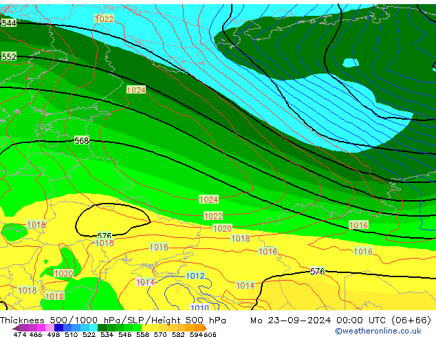 Thck 500-1000hPa GFS September 2024