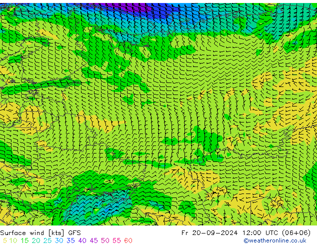 Prec 6h/Wind 10m/950 GFS Fr 20.09.2024 12 UTC